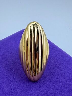💛 Classic 14k Polished Gold Ribbed Dome Statement Ring